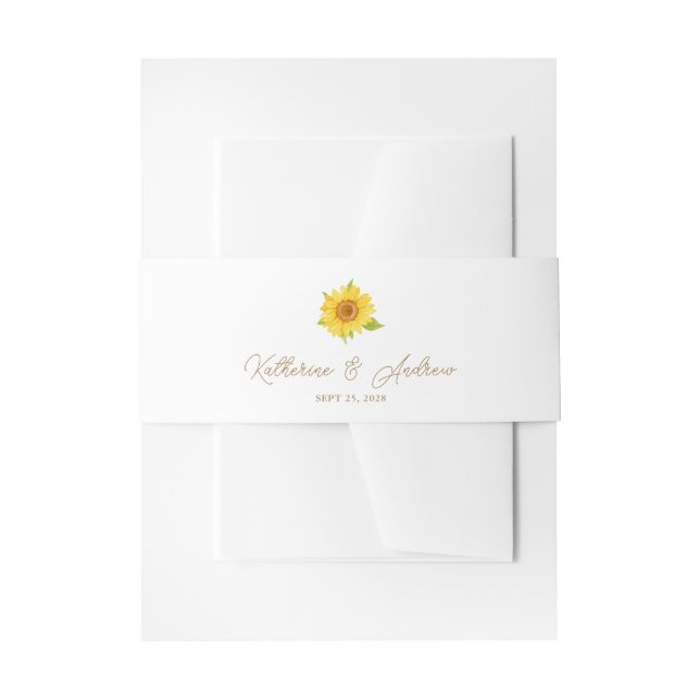 Watercolor Sunflower Wedding Invitation Belly Band (Front Example)