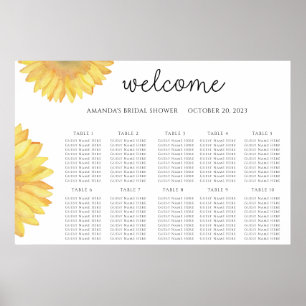 Watercolor sunflower wedding  poster