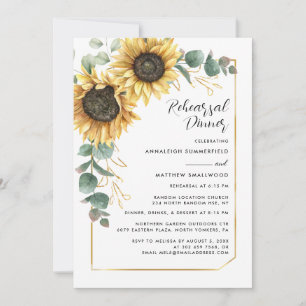 Watercolor Sunflower Wedding Rehearsal Dinner Invitation