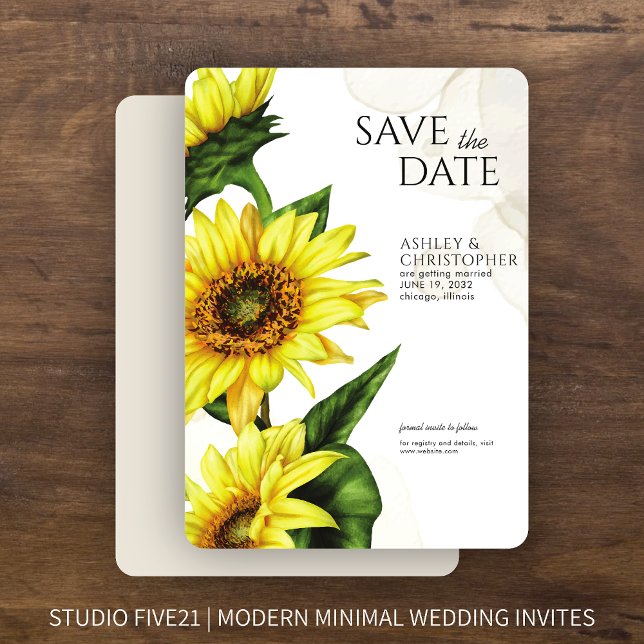 Watercolor Sunflower Wedding Shower Save The Date (Creator Uploaded)