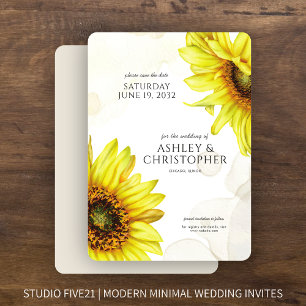 Watercolor Sunflower Wedding Shower Save The Date