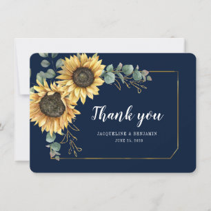 Watercolor Sunflower Wedding Thank You Card