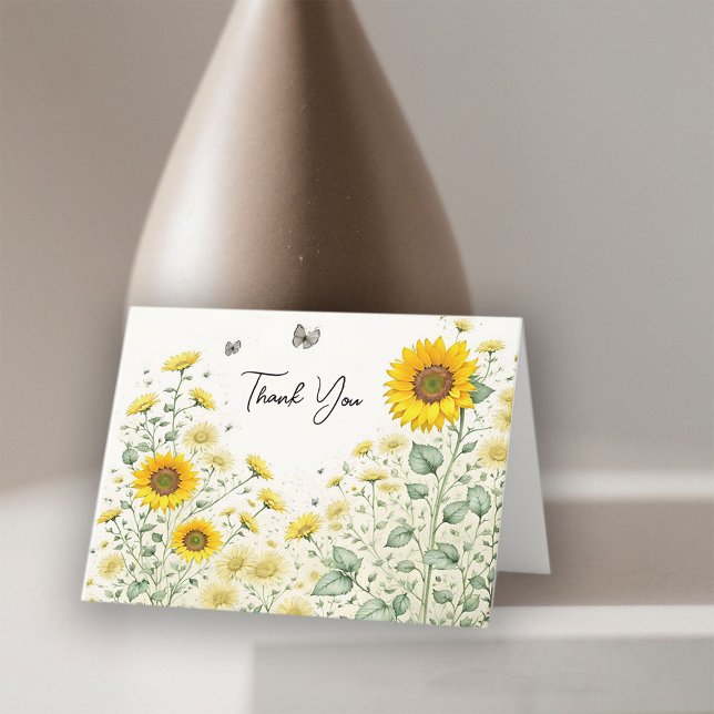 Watercolor Sunflower Wedding Thank You Card (Creator Uploaded)