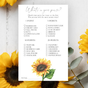 Watercolor sunflower What's in your purse game