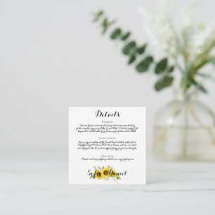 Watercolor sunflower white rose wedding enclosure card