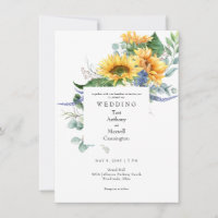 Watercolor Sunflower White Wedding