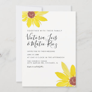 Watercolor Sunflower Wild Flower Wedding Invitation