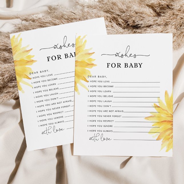 Watercolor sunflower wishes for baby card (Creator Uploaded)