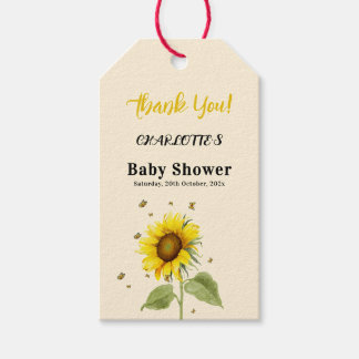 Watercolor Sunflower with Butterflies Baby Shower Gift Tags