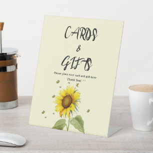 Watercolor Sunflower with Butterflies Baby Shower Pedestal Sign