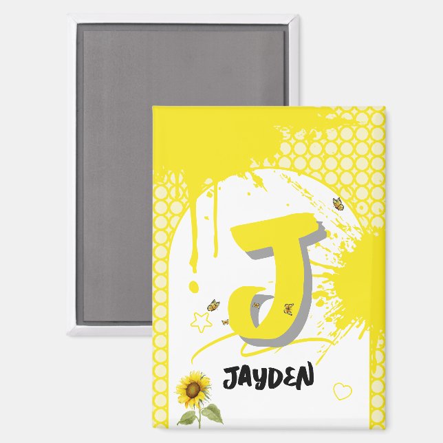 Watercolor Sunflower with Butterflies Magnet (Front/Back)