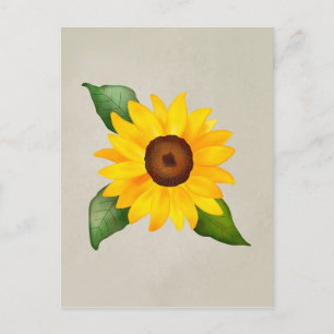 Watercolor Sunflower Yellow Floral Postcard