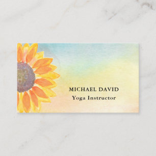 Watercolor Sunflower Yoga Instructor  Business Card