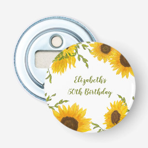 Watercolor Sunflowers 50th Birthday Party Favour Bottle Opener