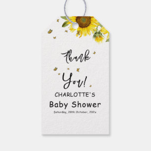 Watercolor Sunflowers and Butterflies Baby Shower Gift Tags