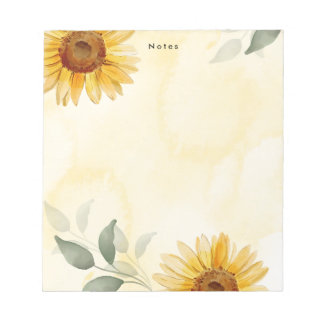 Watercolor Sunflowers and Eucalyptus Personalised  Notepad