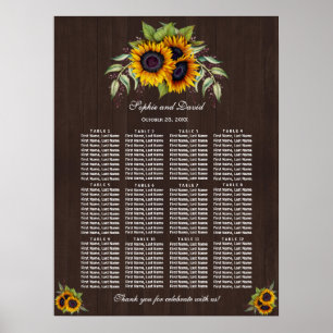Watercolor Sunflowers Barn Wedding Seating Chart