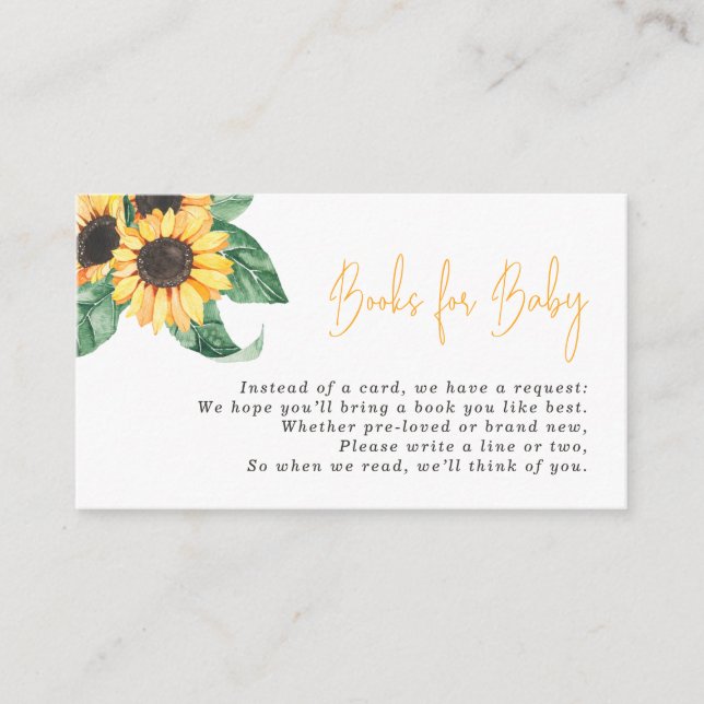 Watercolor Sunflowers Books for Baby Enclosure Card (Front)