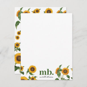 Watercolor Sunflowers Botanical Foliage Greenery Card