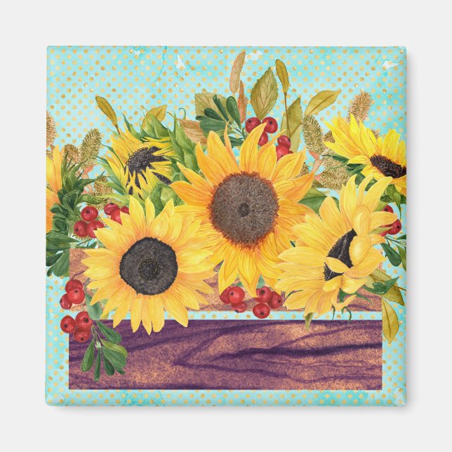 Watercolor Sunflowers Box Magnet (Front)
