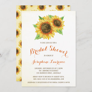 Watercolor Sunflowers Bridal Shower Invitations