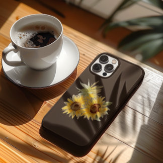 Watercolor Sunflowers Brown iPhone 13 Pro Case
