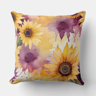 Watercolor Sunflowers Cushion