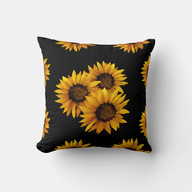 Watercolor sunflowers cushion (Front)
