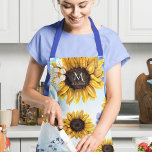 Watercolor Sunflowers Custom Monogram Apron<br><div class="desc">Beautiful watercolor wildflowers artwork apron - customise with your monogram!</div>