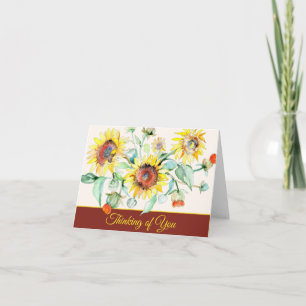 Watercolor sunflowers customisable note card