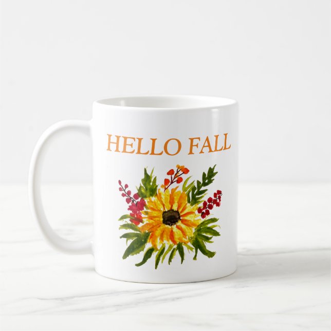 Watercolor Sunflowers Cute Autumn Rustic Fall  Coffee Mug (Left)
