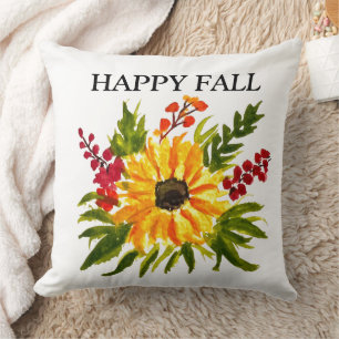Watercolor Sunflowers Cute Modern Pretty Cushion