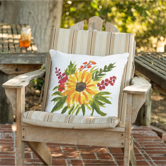 Watercolor Sunflowers Cute Modern Pretty Cushion (Chair)