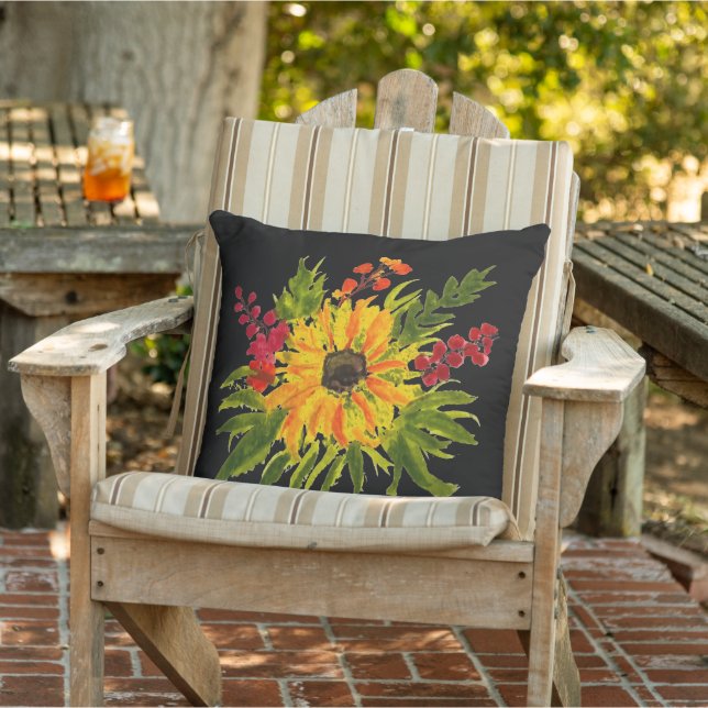 Watercolor Sunflowers Cute Modern Pretty Cushion (Chair)