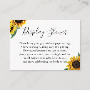 Watercolor Sunflowers Display Bridal Shower Tag Enclosure Card