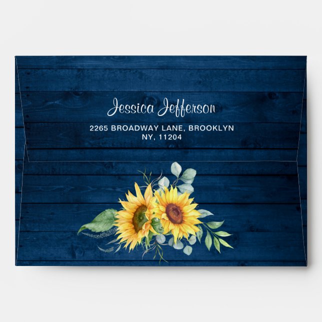 Watercolor Sunflowers Eucalyptus for 5x7 card  Env Envelope (Back (Top Flap))