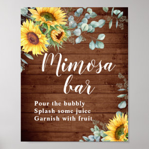 Watercolor Sunflowers Eucalyptus Mimosa Bar Sign