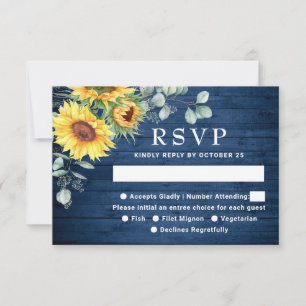 Watercolor Sunflowers Eucalyptus Rustic Wedding  RSVP Card
