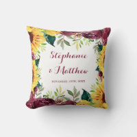 Watercolor Sunflowers Floral Border Wedding