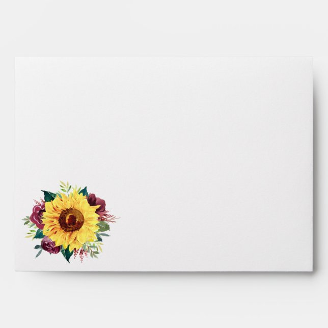 Watercolor Sunflowers Floral Envelope (Front)