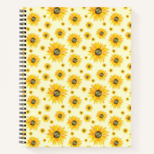 Watercolor Sunflowers Floral Pattern Notebook