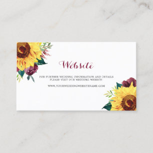 Watercolor Sunflowers Floral Wedding Website Card