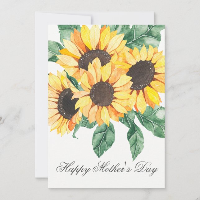 Watercolor Sunflowers Florals Mothers Day Card (Front)