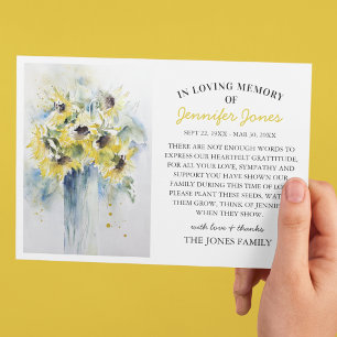Watercolor Sunflowers Funeral Favour Seed Packet Envelope