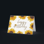 Watercolor Sunflowers & Gold Dots Happy Birthday Card<br><div class="desc">This elegant design features pretty painted, watercolor sunflowers accented with faux gold dots. Click the customise button for more flexibility in modifying the text or moving the graphics! Variations of this design as well as coordinating products are available in our shop, zazzle.com/store/doodlelulu. Contact us if you need this design applied...</div>