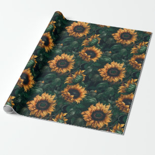 Watercolor Sunflowers (Lush) Wrapping Paper