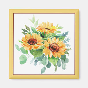 Watercolor sunflowers magnet