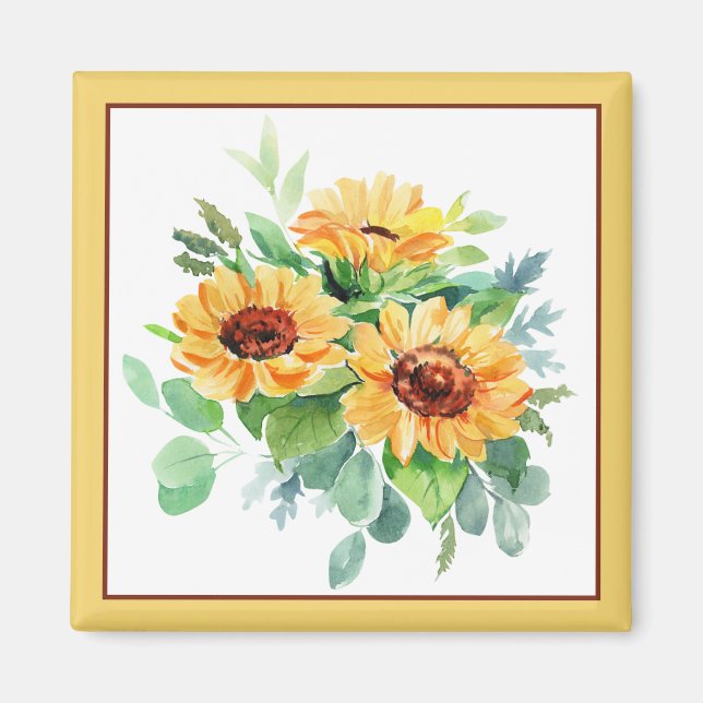 Watercolor sunflowers  magnet (Front)