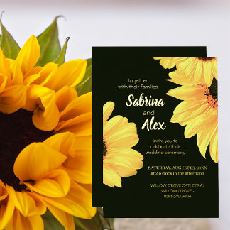 Watercolor Sunflowers Minimalist Dark Floral