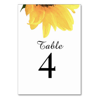 Watercolor Sunflowers Minimalist Elegant Wedding Table Number